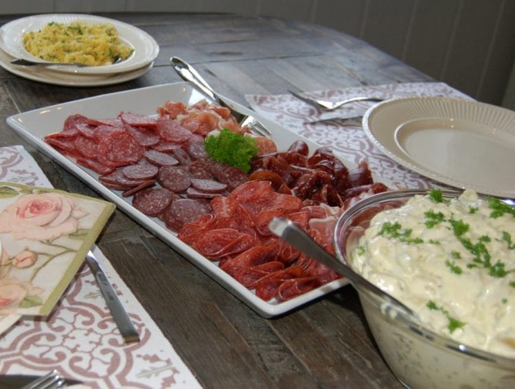 Cured meats with homemade potato salad Cured meats with homemade potato salad