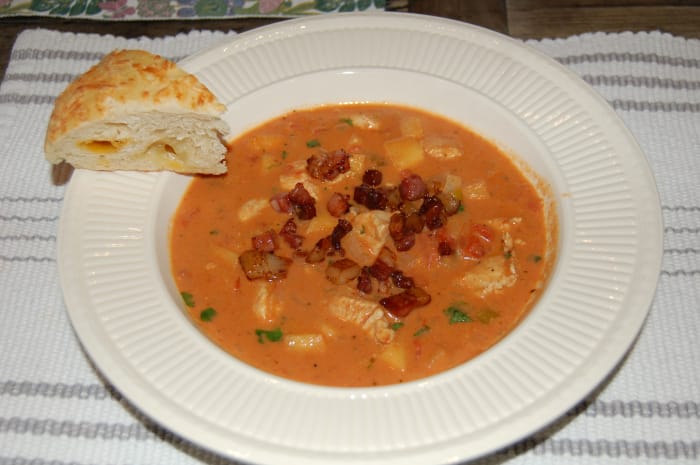 Hot cajun soup with chicken Hot cajun soup with chicken