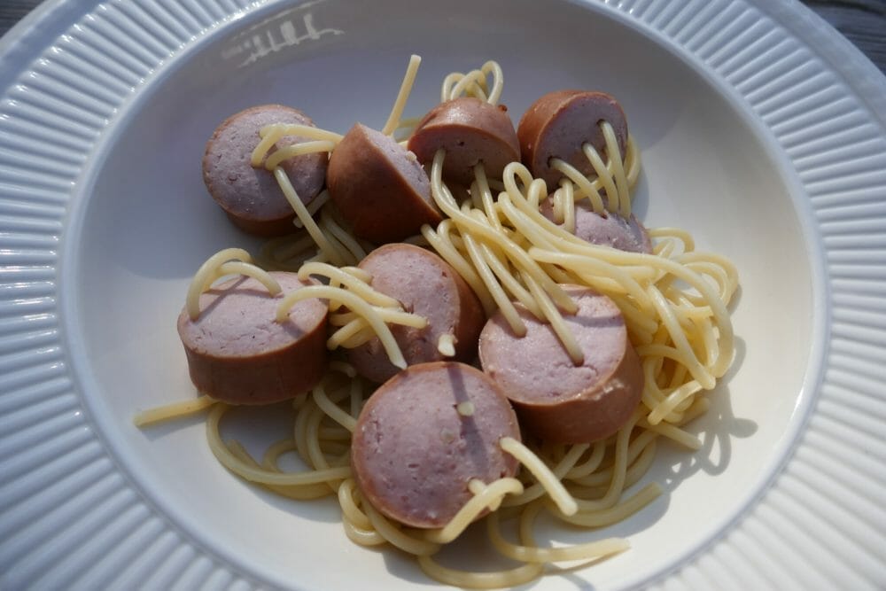 Pølsefest med spagetti