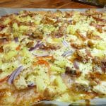 Hvit pizza med kalkun og bacon