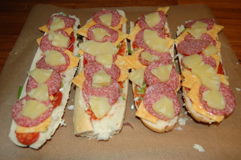 Baguettepizza før steking