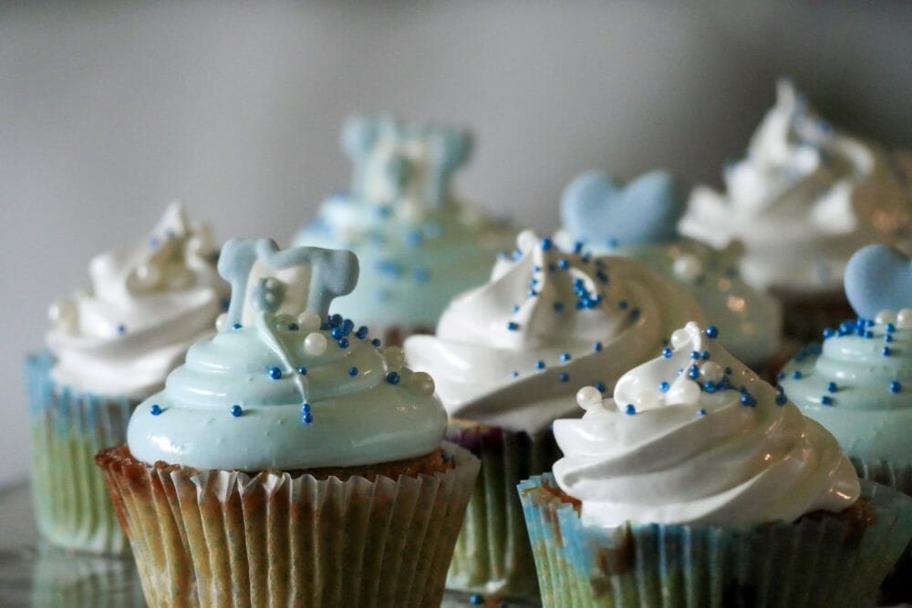 Minas cupcakes til baby shower, barnedåp eller navnefest
