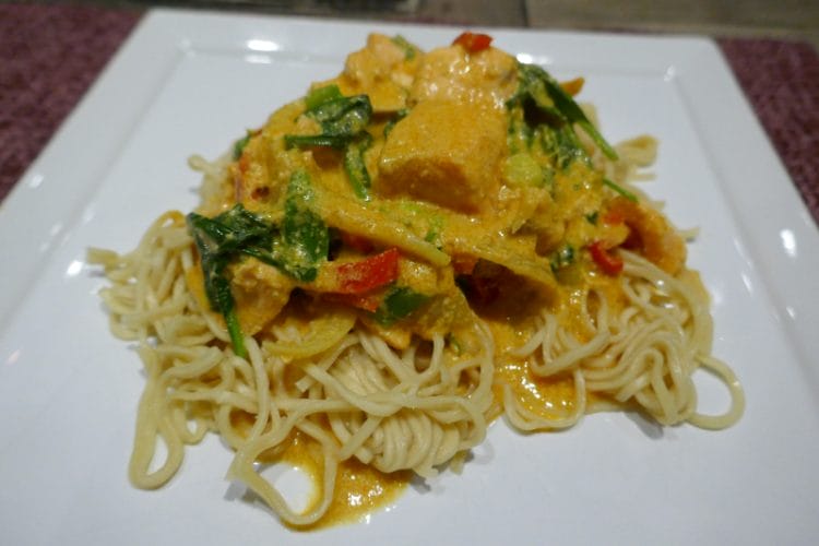 Yellow salmon curry from Thailand