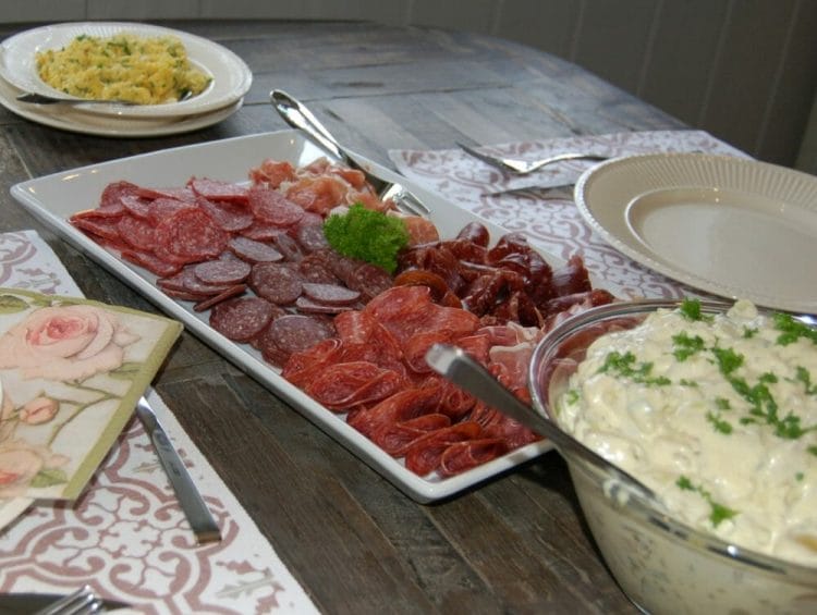 Cured meats with homemade potato salad