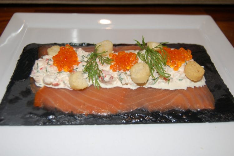 Smoked salmon with Skagen salad