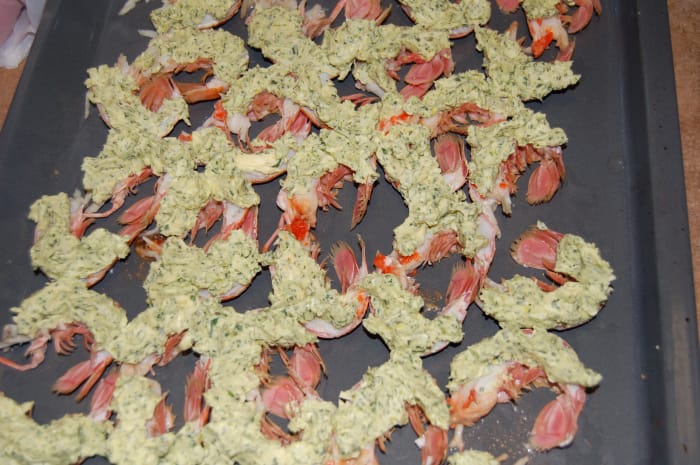 Sjøkreps før gratinering Sjøkreps før gratinering