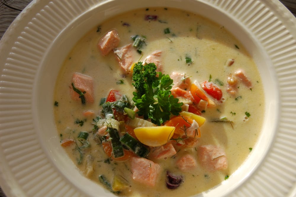 Kremet laksesuppe Kremet laksesuppe