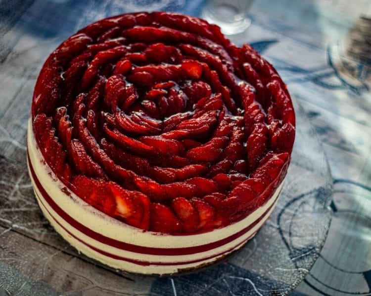 Mina's delicious strawberry cheesecake