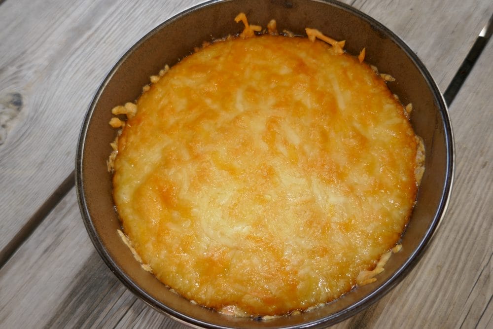 Gratinerte rester av bakepoteter