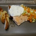 Laks med pepperrotsaus og ovnspoteter