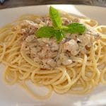 Pasta med kantareller og eple