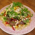 Marinert biff med nudelsalat