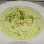 Torsk- og laksesuppe med reker