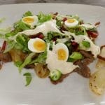 Biffsalat med vaktelegg mango/karridressing