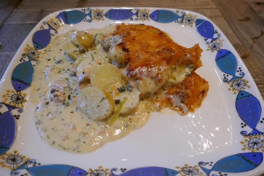 Potetform med røkt ørret 