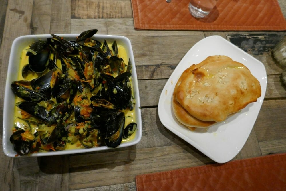 Blåskjell garam masala hvitløksnan