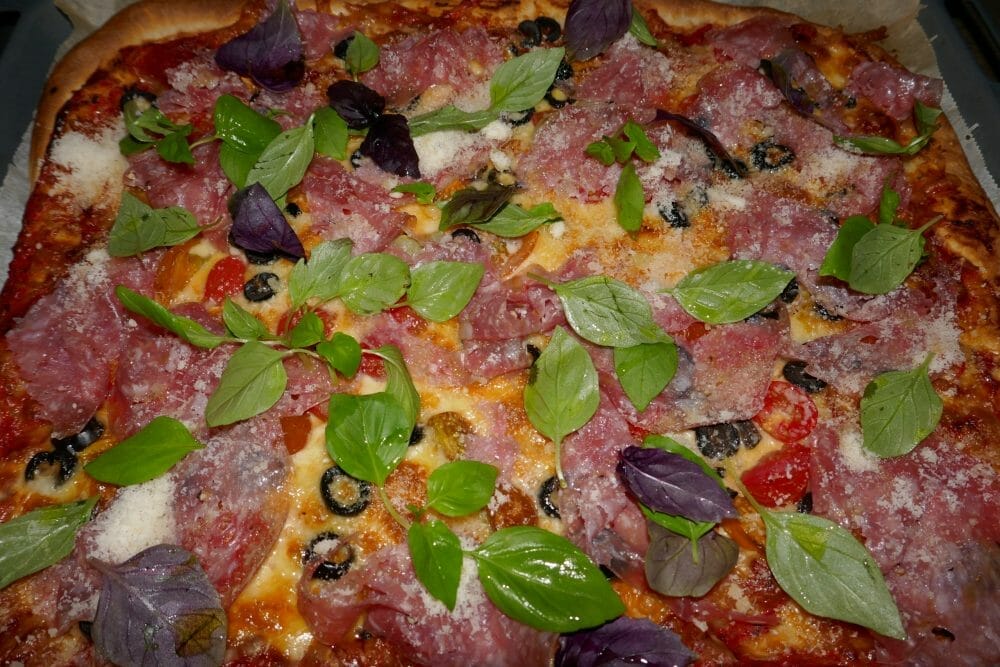 Italiensk pizza med salami