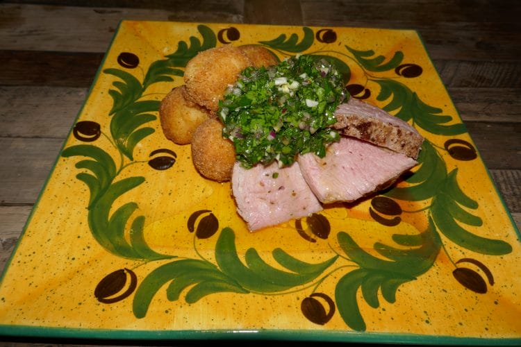 Ukemeny for uke 42 Svinefilet med pommes noisettes og chimichurri