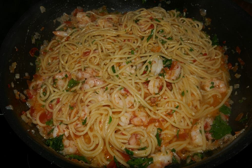 Spagetti med villreker