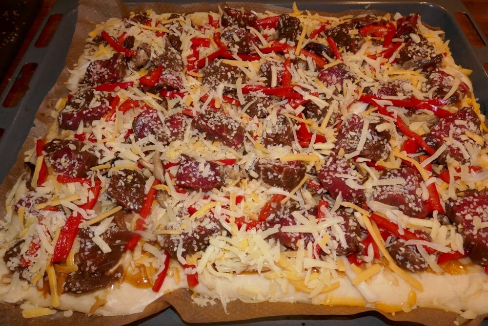 Teriyakipizza med biff