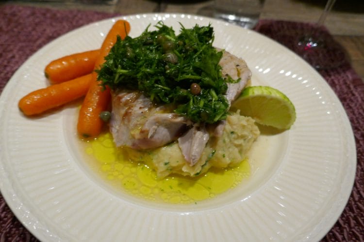 Tunfiskbiff med potetmos og gremolata