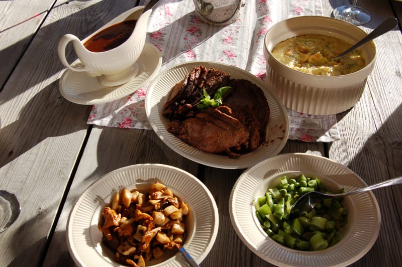 Braisert oksestek med sopp og potetmos