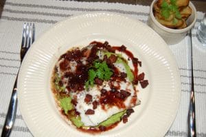 Kveitefilet med baconterninger og amaronesaus